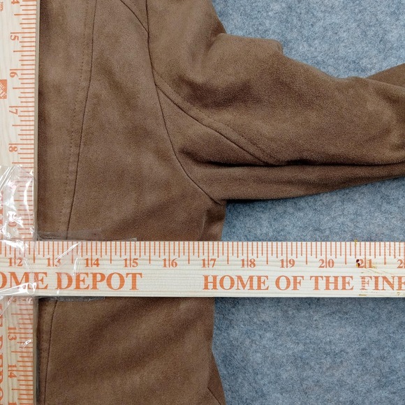 APT 9 Jacket Womens Small Camel Brown Faux Suede Zip Front Moto Lined Pockets - Picture 6 of 7